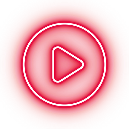 Neon red play button icon